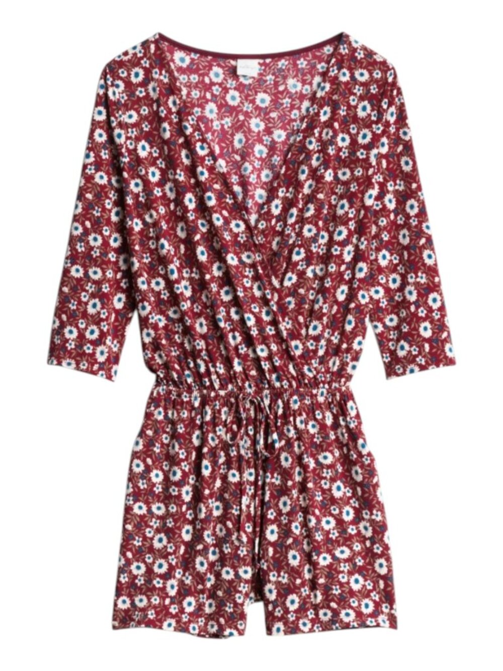Kaileigh | Burgundy Floral Keeney Knit Romper | L